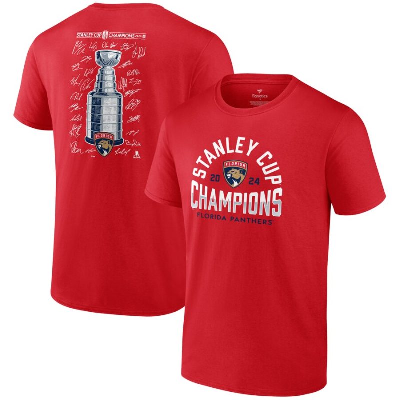 Florida Panthers 2024 Stanley Cup Champions Signature Roster T-Shirt - Red