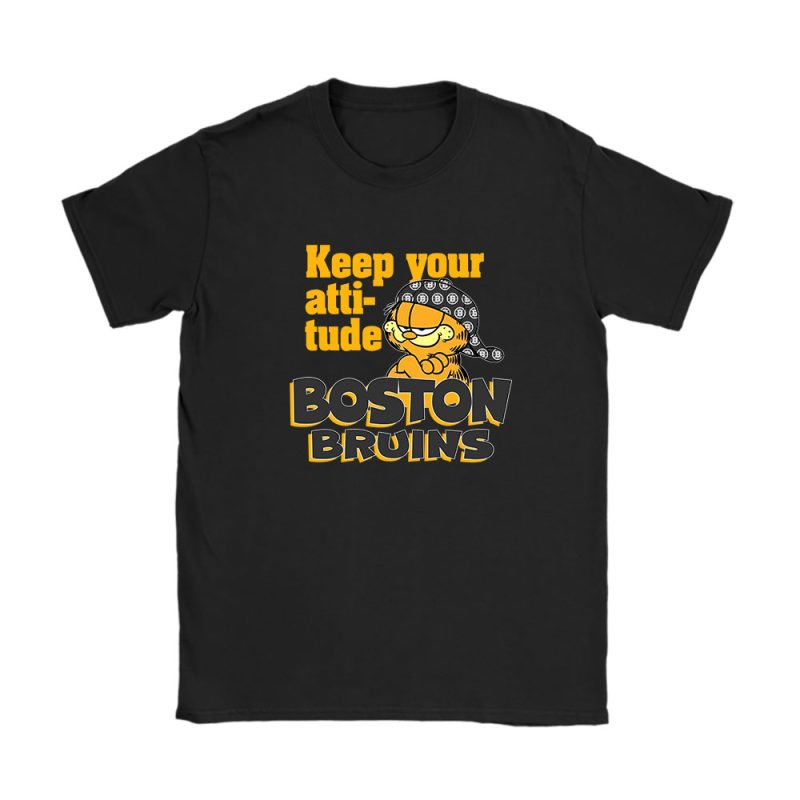 Garfield X Boston Bruins Team NHL Hockey Fan Unisex T-Shirt Cotton Tee TAT6801