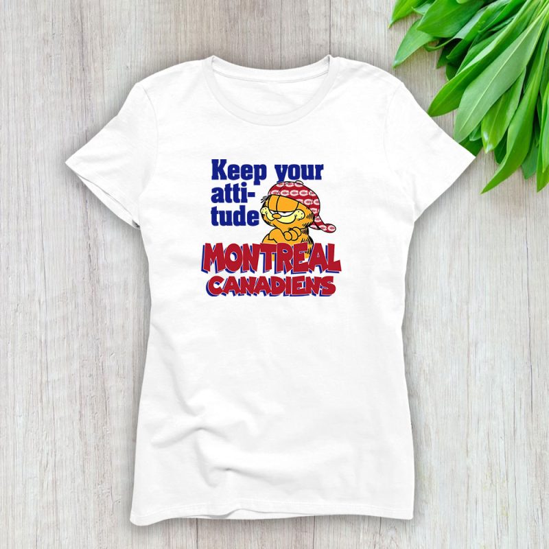 Garfield X Montreal Canadiens Team NHL Hockey Fan Lady T-Shirt Women Tee TLT6805