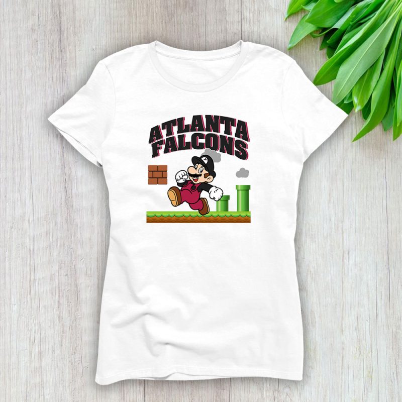 Mario X Atlanta Falcons Team NFL American Football Lady T-Shirt Women Tee LTL8578