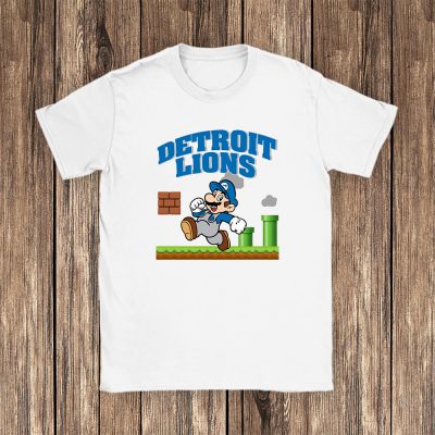 Mario X Detroit Lions Team NFL American Football Unisex T-Shirt Cotton Tee TAT8586