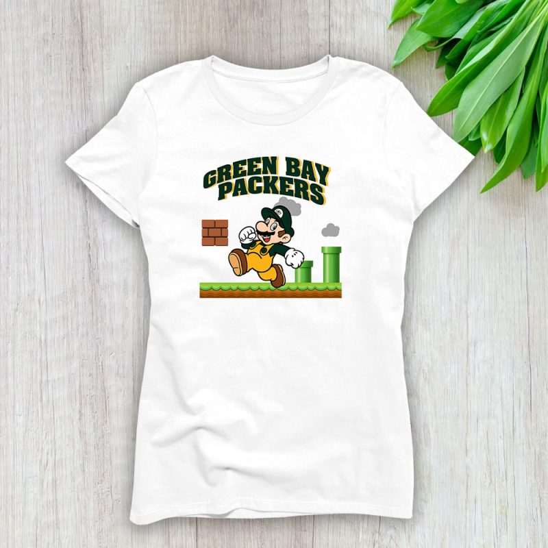 Mario X Green Bay Packers Team NFL American Football Lady T-Shirt Women Tee LTL8587