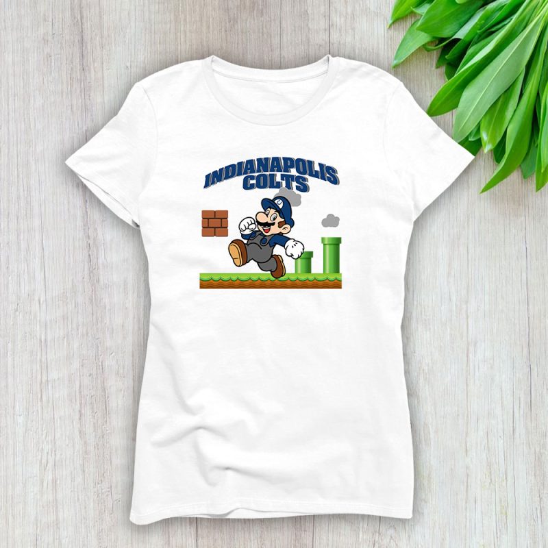 Mario X Indianapolis Colts Team NFL American Football Lady T-Shirt Women Tee LTL8589