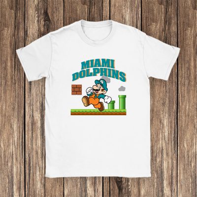 Mario X Miami Dolphins Team NFL American Football Unisex T-Shirt Cotton Tee TAT8595