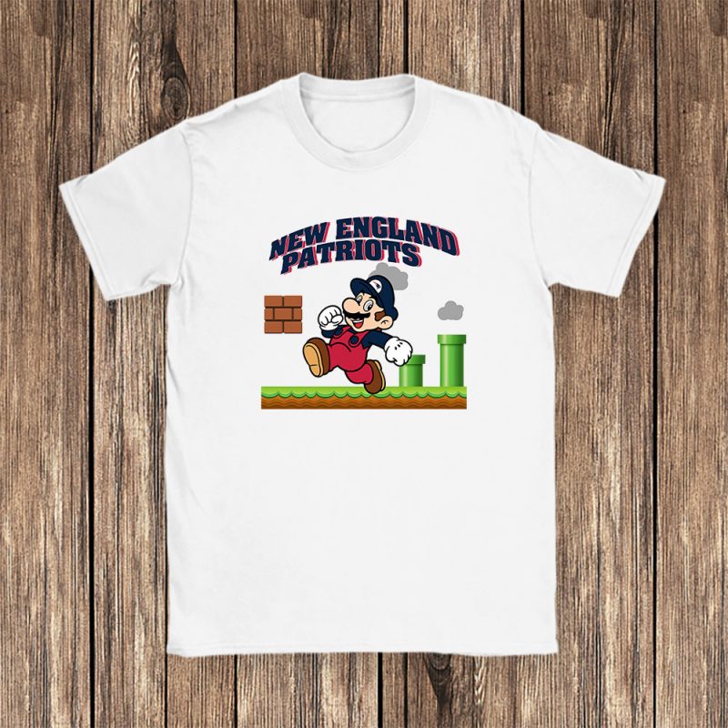 Mario X New England Patriots Team NFL American Football Unisex T-Shirt Cotton Tee TAT8597