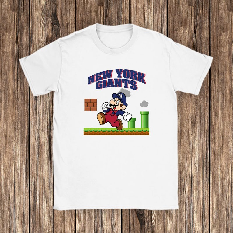 Mario X New York Giants Team NFL American Football Unisex T-Shirt Cotton Tee TAT8599