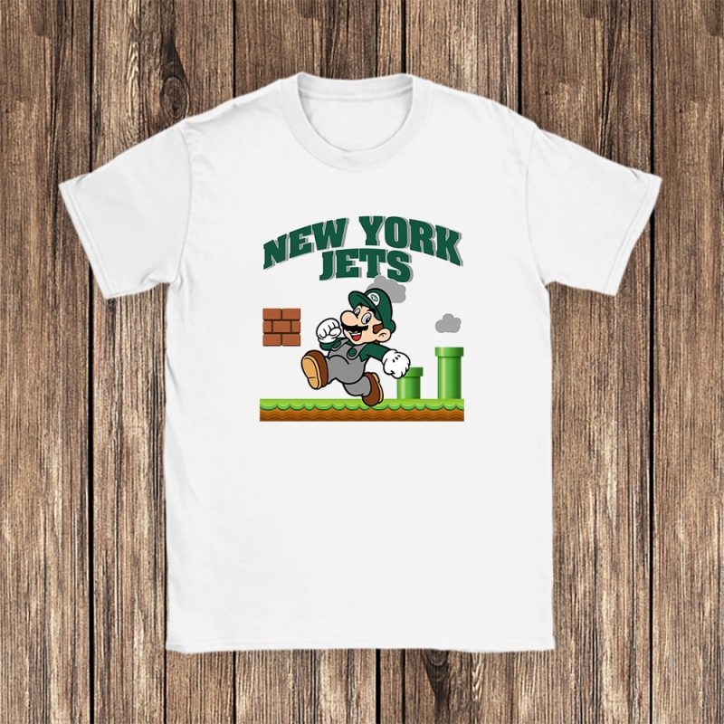 Mario X New York Jets Team NFL American Football Unisex T-Shirt Cotton Tee TAT8600