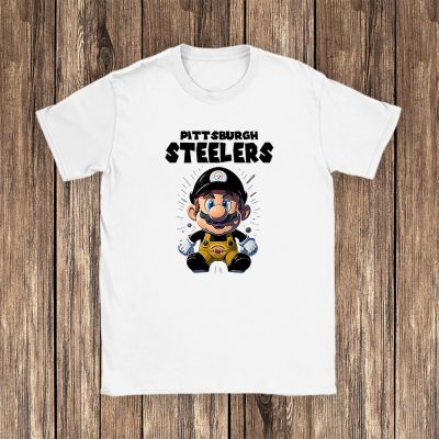 Mario X Pittsburgh Steelers Team X NFL X American Football Unisex T-Shirt TAT5870