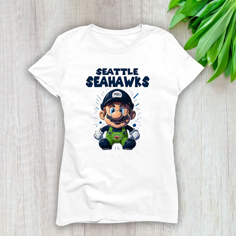 Mario X Seattle Seahawks Team X NFL X American Football Lady Shirt Women Tee TLT5762