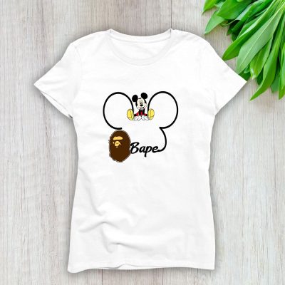 Mickey Mouse Bape Lady T-Shirt Women Tee LTL8238