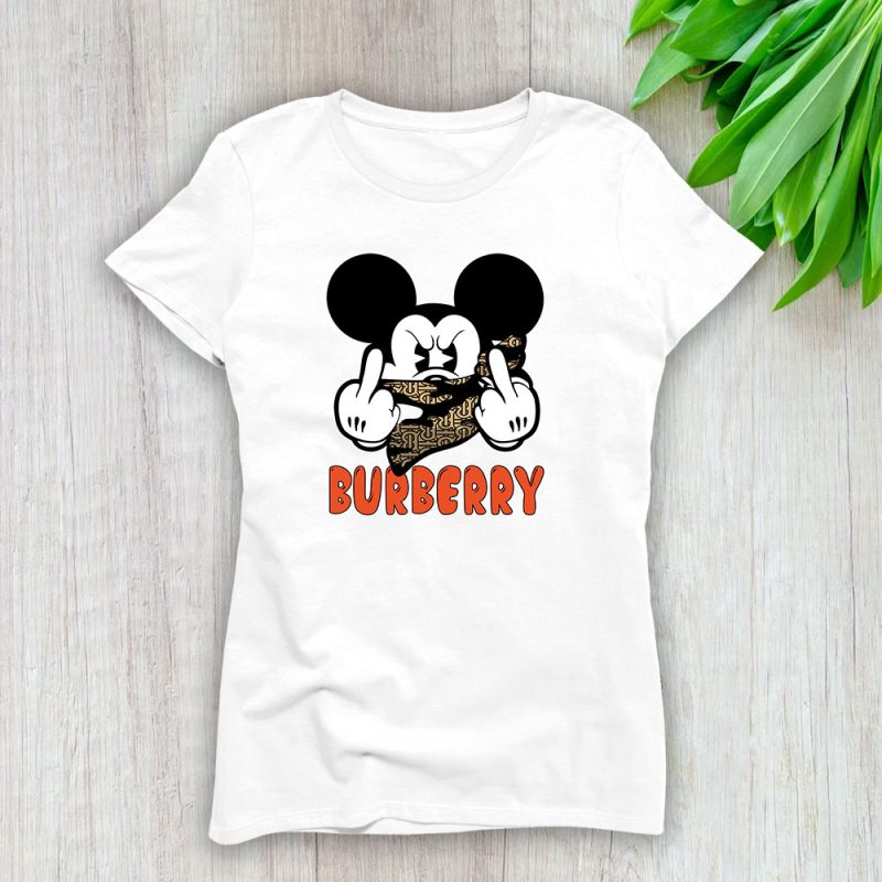 Mickey Mouse Burberry Lady T-Shirt Women Cotton Tee TLT7583