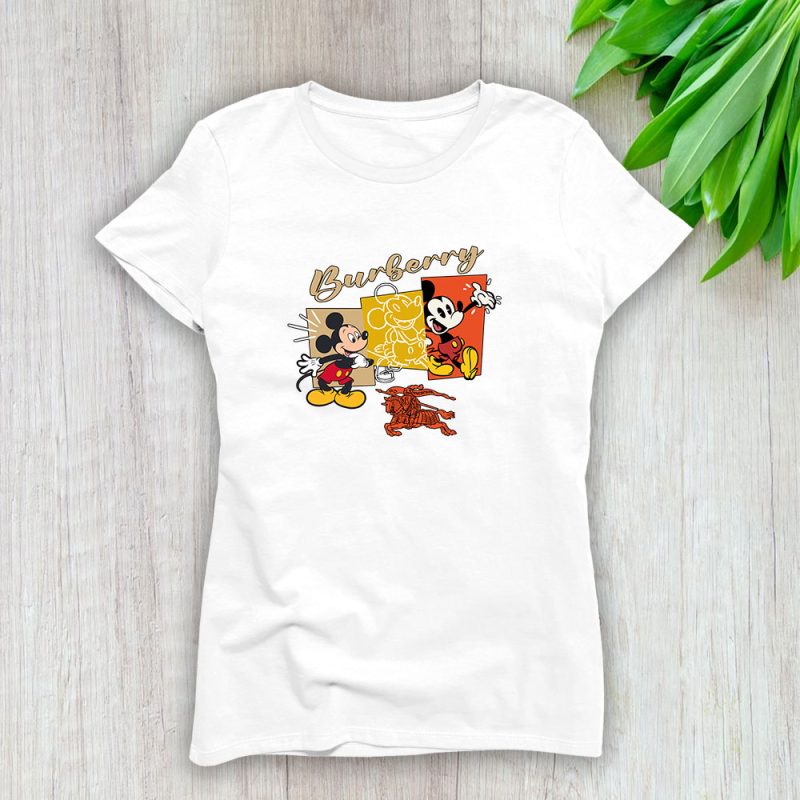 Mickey Mouse Burberry Lady T-Shirt Women Cotton Tee TLT7585