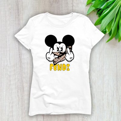 Mickey Mouse Fendi Lady T-Shirt Women Cotton Tee TLT7595