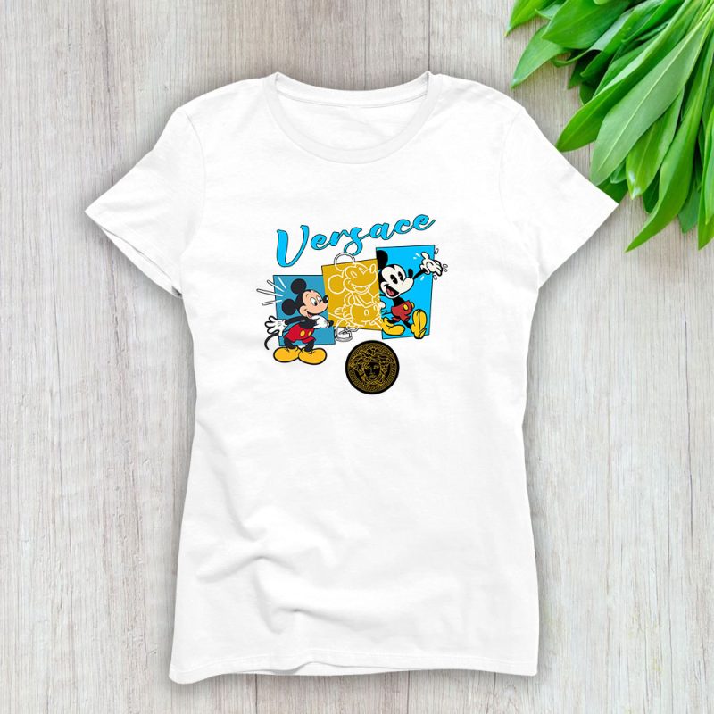 Mickey Mouse Versace Lady T-Shirt Women Cotton Tee TLT7616