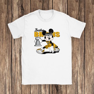 Mickey Mouse X Boston Bruins Team NHL Hockey Fan Unisex T-Shirt Cotton Tee TAT8638