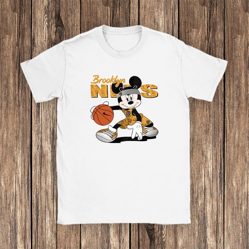 Mickey Mouse X Brooklyn Nets Team NBA Basketball Fan Unisex T-Shirt Cotton Tee TAT8608