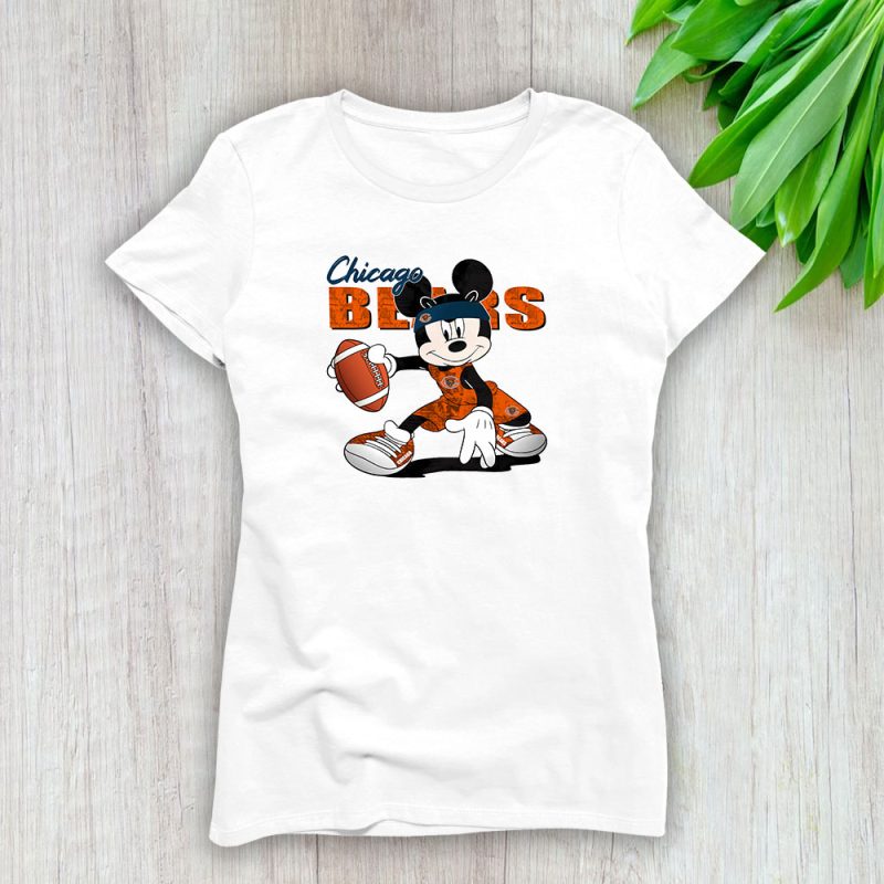 Mickey Mouse X Chicago Bears Team NFL American Football Lady T-Shirt Women Tee LTL8628