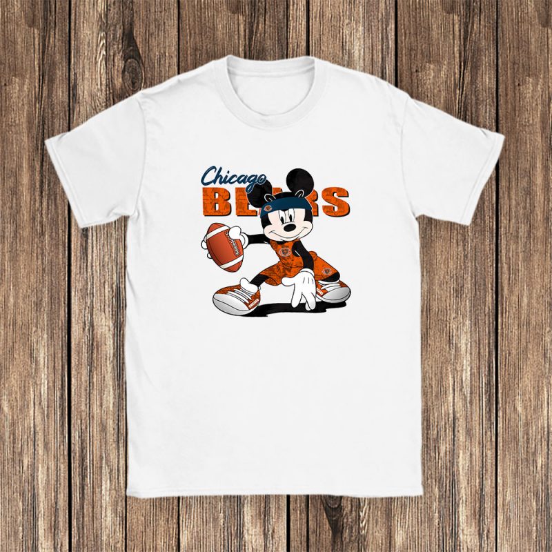 Mickey Mouse X Chicago Bears Team NFL American Football Unisex T-Shirt Cotton Tee TAT8628