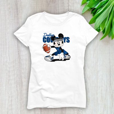 Mickey Mouse X Dallas Cowboys Team NFL American Football Lady T-Shirt Women Tee LTL8629