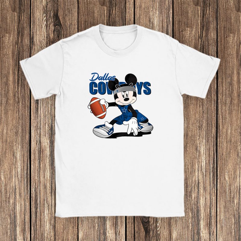 Mickey Mouse X Dallas Cowboys Team NFL American Football Unisex T-Shirt Cotton Tee TAT8629