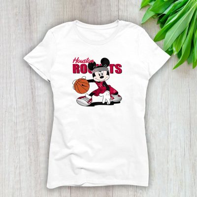 Mickey Mouse X Houston Rockets Team NBA Basketball Fan Lady T-Shirt Women Tee LTL8618