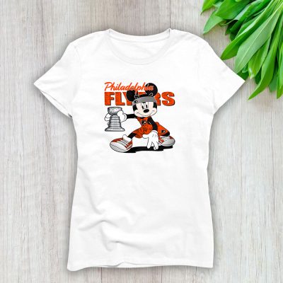Mickey Mouse X Philadelphia Flyers Team NHL Hockey Fan Lady T-Shirt Women Tee LTL8643