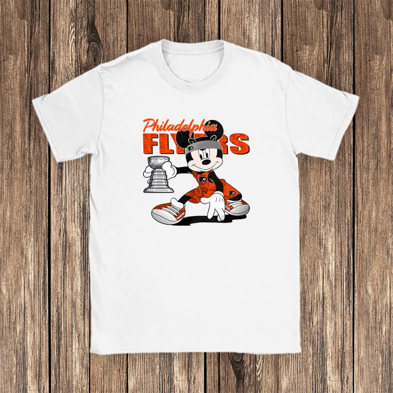 Mickey Mouse X Philadelphia Flyers Team NHL Hockey Fan Unisex T-Shirt Cotton Tee TAT8643