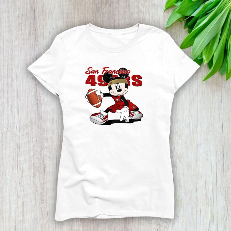 Mickey Mouse X San Francisco 49ers Team NFL American Football Lady T-Shirt Women Tee LTL8637