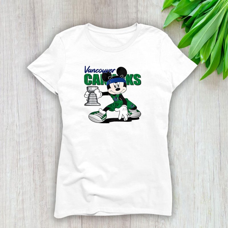 Mickey Mouse X Vancouver Canucks Team NHL Hockey Fan Lady T-Shirt Women Tee LTL8646