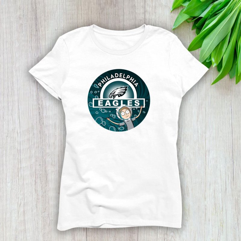 Morty X Rick And Morty X Philadelphia Eagles Team NFL American Football Lady T-Shirt Women Tee TLT6817