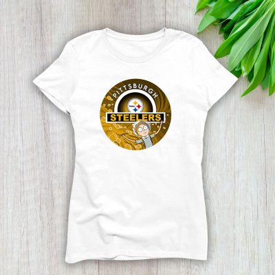 Morty X Rick And Morty X Pittsburgh Steelers Team NFL American Football Lady T-Shirt Women Tee TLT6818
