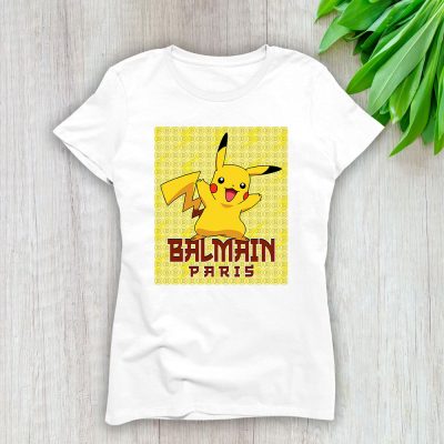 Pikachu Pokemon Balmain Paris Brand Lady Shirt Women Tee TLT5435