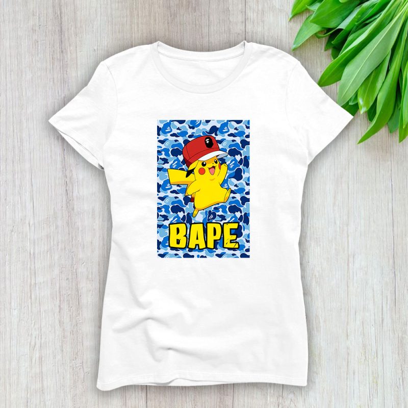 Pikachu Pokemon Bape Brand Lady Shirt Women Tee TLT5437