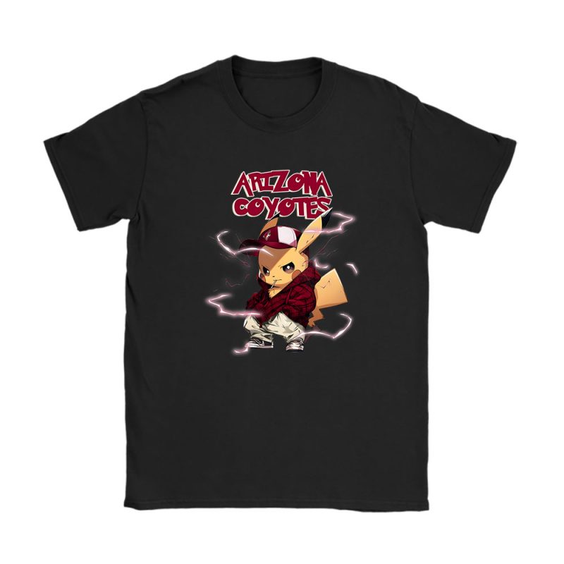 Pikachu X Arizona Coyotes Team X NHL X Hockey Fan Unisex T-Shirt Cotton Tee TAT8773