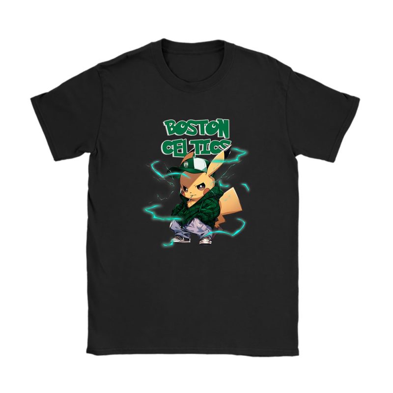 Pikachu X Boston Celtics Team NBA Basketball Unisex T-Shirt Cotton Tee TAT8681