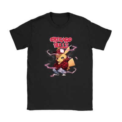 Pikachu X Chicago Bulls Team NBA Basketball Unisex T-Shirt Cotton Tee TAT8683