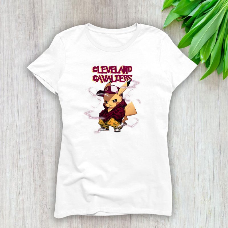 Pikachu X Cleveland Cavaliers Team NBA Basketball Lady T-Shirt Women Tee LTL8684