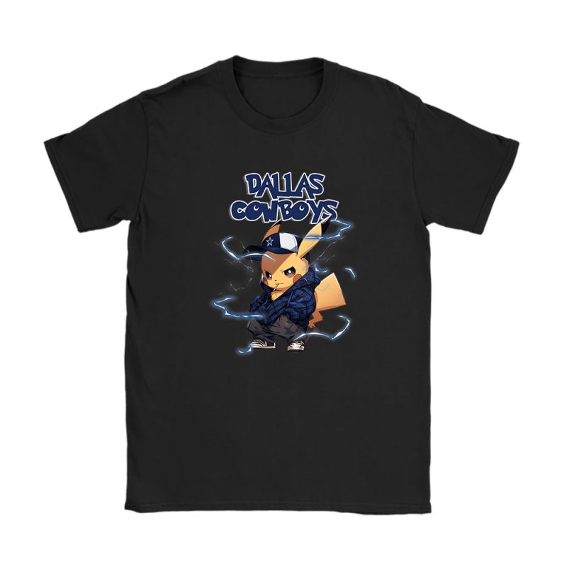 Pikachu X Dallas Cowboys Team NFL American Football Unisex T-Shirt Cotton Tee TAT8718