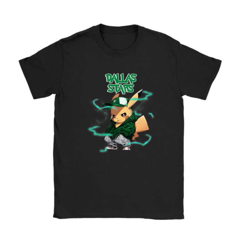 Pikachu X Dallas Stars Team X NHL X Hockey Fan Unisex T-Shirt Cotton Tee TAT8781