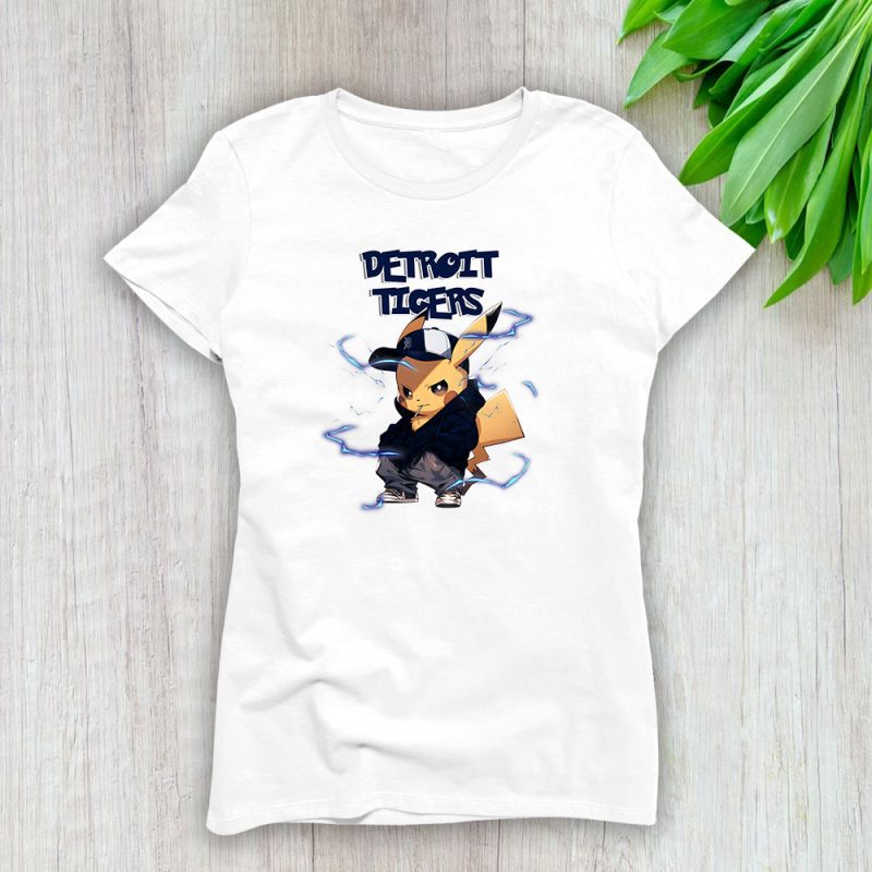 Pikachu X Detroit Tigers Team X MLB X Baseball Fans Lady T-Shirt Women Tee LTL8751