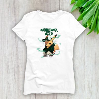 Pikachu X Minnesota Wild Team X NHL X Hockey Fan Lady T-Shirt Women Tee LTL8788