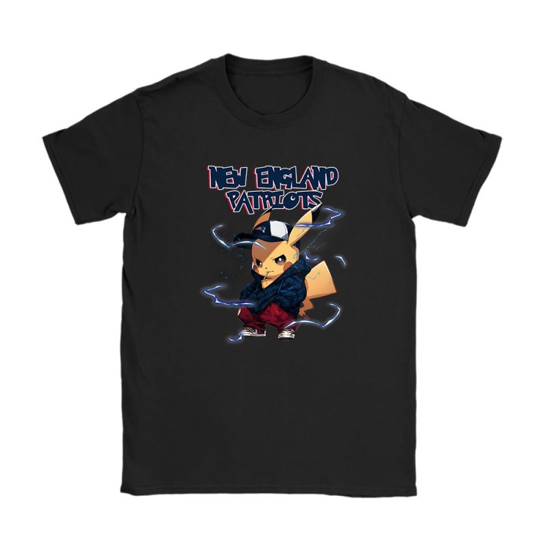 Pikachu X New England Patriots Team NFL American Football Unisex T-Shirt Cotton Tee TAT8731