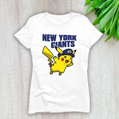 Pikachu X New York Giants Team X NFL X American Football Lady Shirt Women Tee TLT5860
