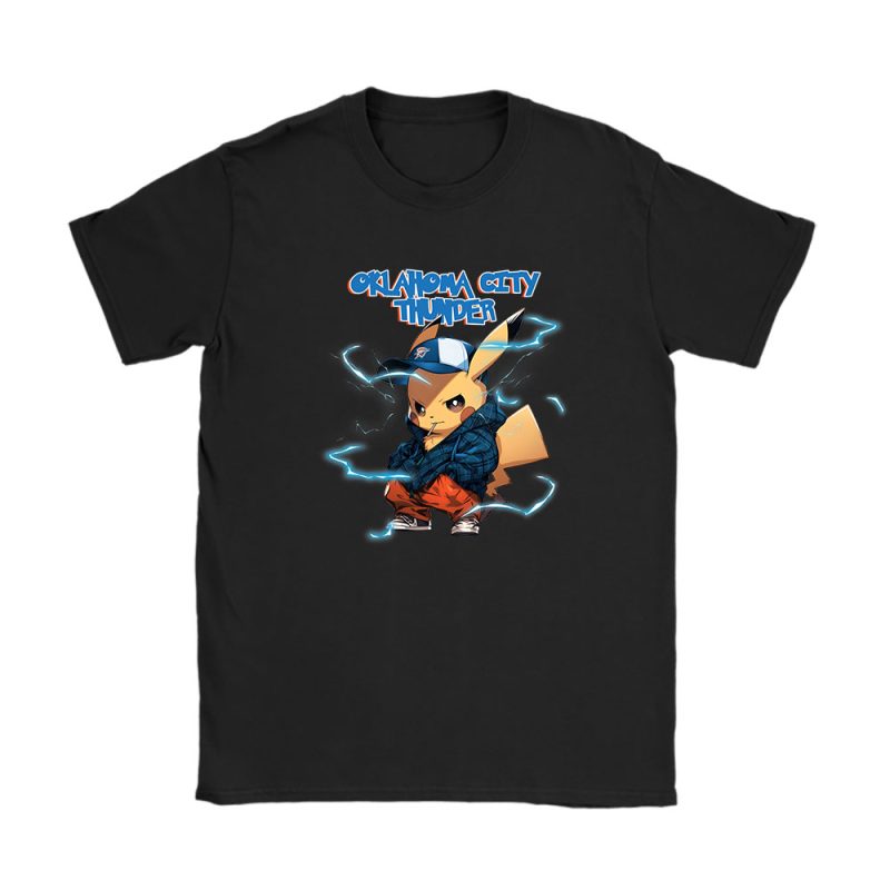 Pikachu X Oklahoma City Thunder Team NBA Basketball Unisex T-Shirt Cotton Tee TAT8700