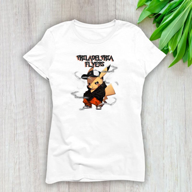 Pikachu X Philadelphia Flyers Team X NHL X Hockey Fan Lady T-Shirt Women Tee LTL8794