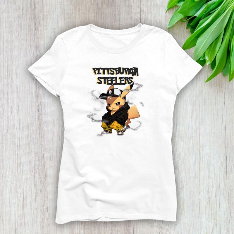 Pikachu X Pittsburgh Steelers Team NFL American Football Lady T-Shirt Women Tee LTL8736