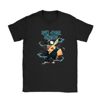 Pikachu X San Jose Sharks Team X NHL X Hockey Fan Unisex T-Shirt Cotton Tee TAT8797