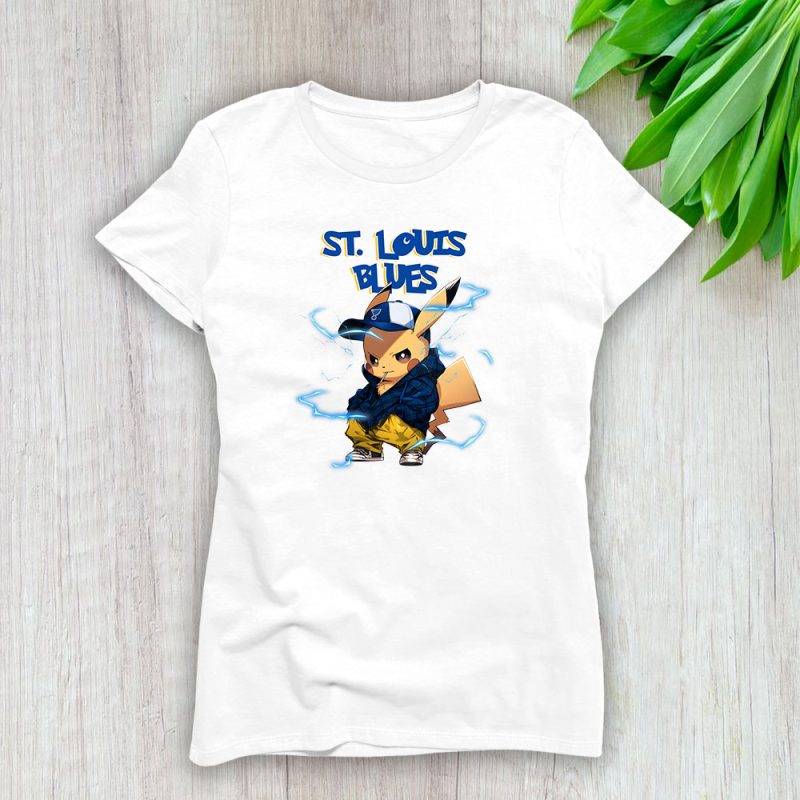 Pikachu X St. Louis Blues Team X NHL X Hockey Fan Lady T-Shirt Women Tee LTL8798