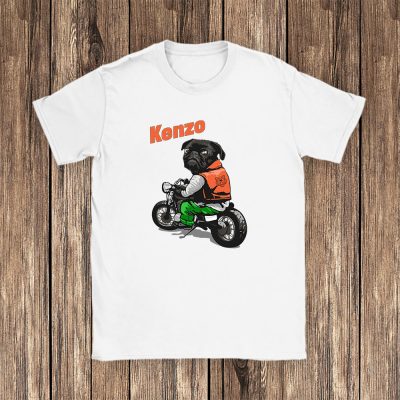 Pug Dog Riding A Motorcycle Kenzo Brand Unisex T-Shirt Cotton Tee TAT6383