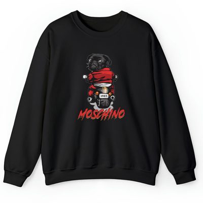 Pug Dog Riding A Motorcycle Moschino Brand Unisex Sweatshirt TAS5535